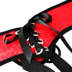 Sportsheets Rode Kanten Corset Strap-On Harnas -Sinful 21459 sportsheets red lace korset strap on harness q100 03