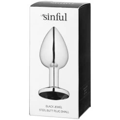 Sinful Black Jewel Metalen Buttplug Small -Sinful 23040 sinful black jewel stal butt plug lille 10 package q100