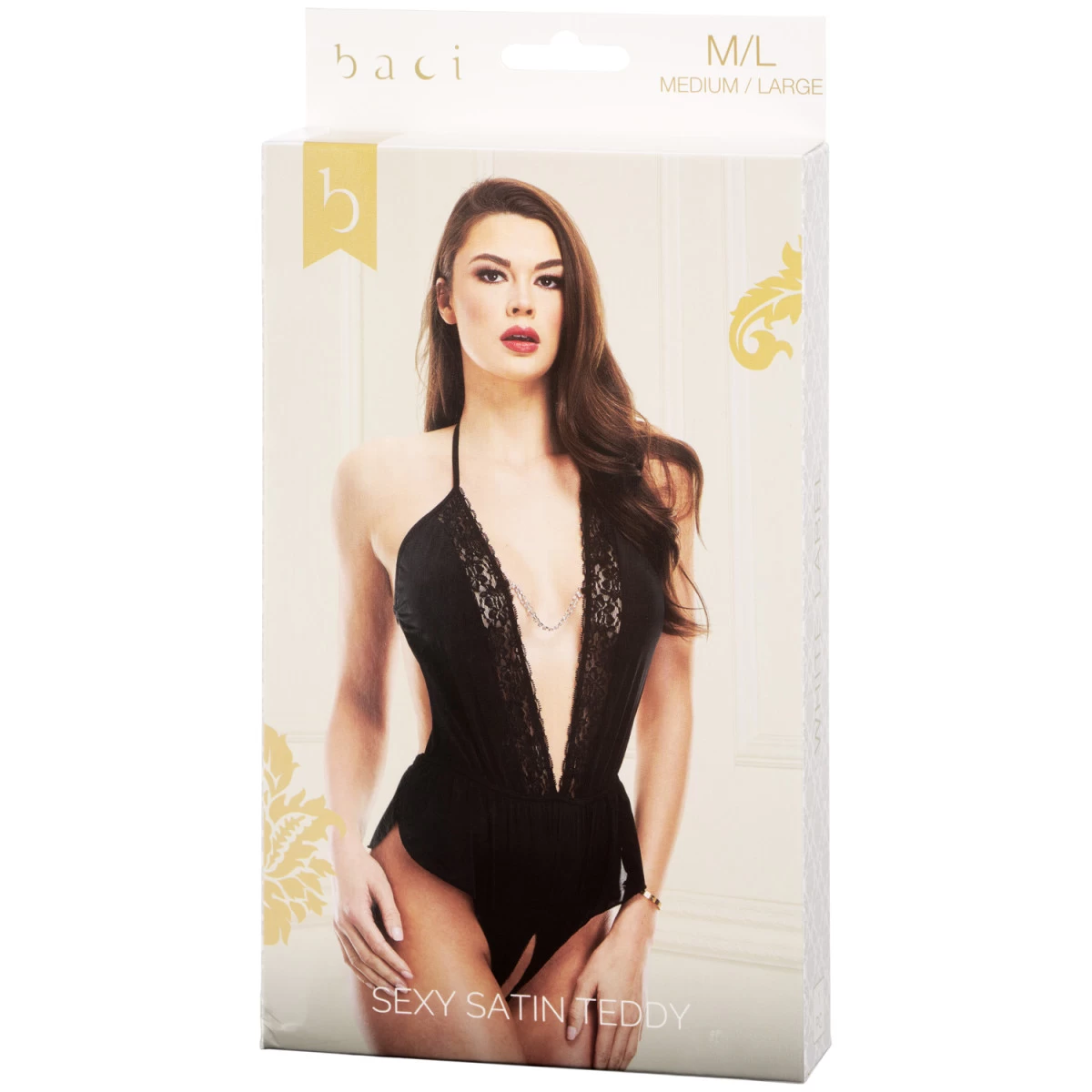 Baci Sexy Satijnen Zwarte Teddy 3 Baci Sexy Satijnen Zwarte Teddy - Afbeelding 3