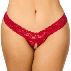 NORTIE Malin Red Orgasm Kruisloze Parel G-string Plus Size