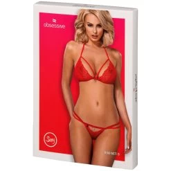 Obsessive Red Kanten String En BH Set -Sinful 25877 obsessive red lace and string bra set 90 pack q100
