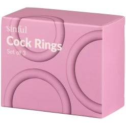 Sinful Playful Pink Set Penisringen 3 Stuks -Sinful 25928 sinful playful pink cock ring set 3 pcs 90 pack q100