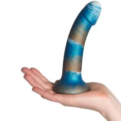 Baseks Copper Blue Silicone Dildo Met Zuignap 18 Cm -Sinful 26366 baseks copper blue silicone dildo 50 hand q100