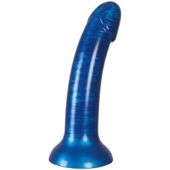 Baseks Metallic Blue Siliconen Dildo Met Zuignap 18 Cm
