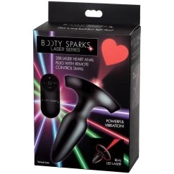 XR Brands Booty Sparks Laser Series Heart Small Buttplug Met Afstandsbediening -Sinful 27120 booty sparks small heart remote controlled butt plug 90 pack q100