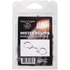 Mister B Silver Steel Handboeien -Sinful 27300 mister b silver steel cuffs with hoop 90 pack q100