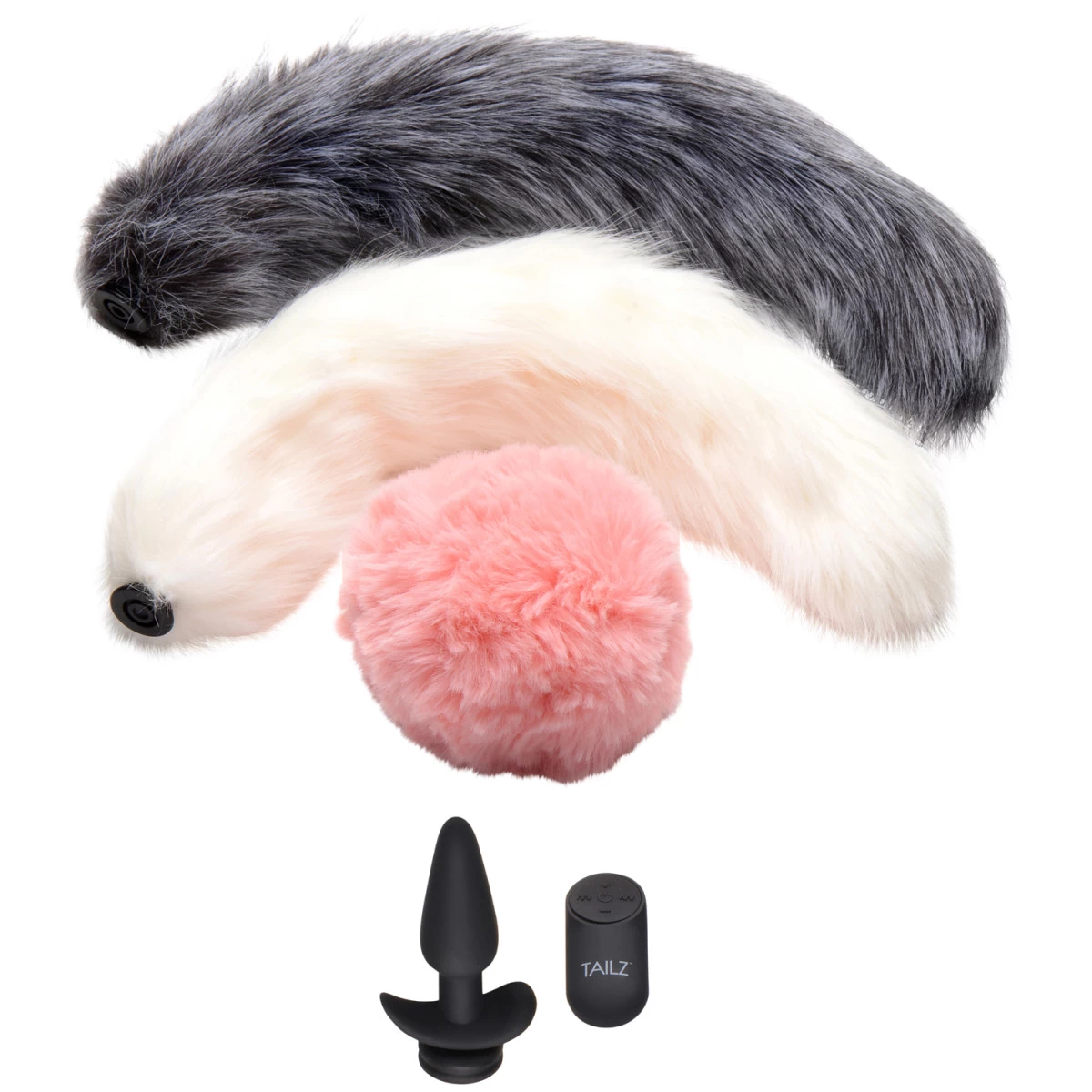 XR Brands Tailz Snap On! Vibrerende Buttplug Met Afstandsbediening En 3 Staarten 1 XR Brands Tailz Snap On! Vibrerende Buttplug Met Afstandsbediening En 3 Staarten