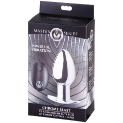 XR Brands Master Series Chrome Blast Buttplug Large Met Afstandsbediening -Sinful 27349 master series remote controlled large chrome butt plug 90 pack q100