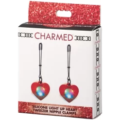XR Brands Charmed Light Up Heart Tepelklemmen -Sinful 27569 charmed led heart tweezer nipple clamps 90 pack q100