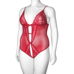 NORTIE Vilja Red Lace Kruisloze Body Plus Size -Sinful 27769 nortie vilja crotchless red lace body plus size 06 product q100