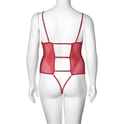NORTIE Vilja Red Lace Kruisloze Body Plus Size -Sinful 27769 nortie vilja crotchless red lace body plus size 07 product q100
