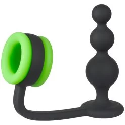 Shots Ouch! Glow In The Dark Beaded Buttplug Met Cockring