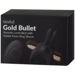 Sinful Gold Power Bullet Met Afstandsbediening En Rabbit Cockring -Sinful 28083 sinful gold power remote controlled bullet with rabbit penis ring sleeve 90 pack q100