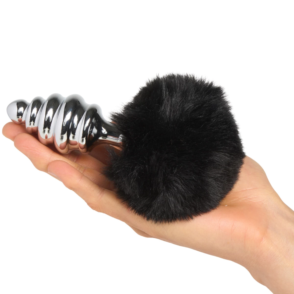 Alive BDSM Line Black Fluffy Twist Metalen Buttplug Large 3 Alive BDSM Line Black Fluffy Twist Metalen Buttplug Large - Afbeelding 3