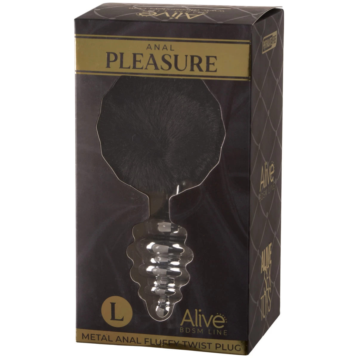 Alive BDSM Line Black Fluffy Twist Metalen Buttplug Large 4 Alive BDSM Line Black Fluffy Twist Metalen Buttplug Large - Afbeelding 4